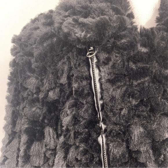 Adrienne Landau Black Faux Fur Moto Jacket - Picture 2 of 16